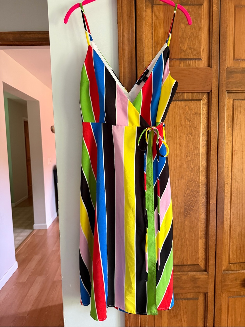 Forever 21 Multicolor Striped Wrap Dress M Medium